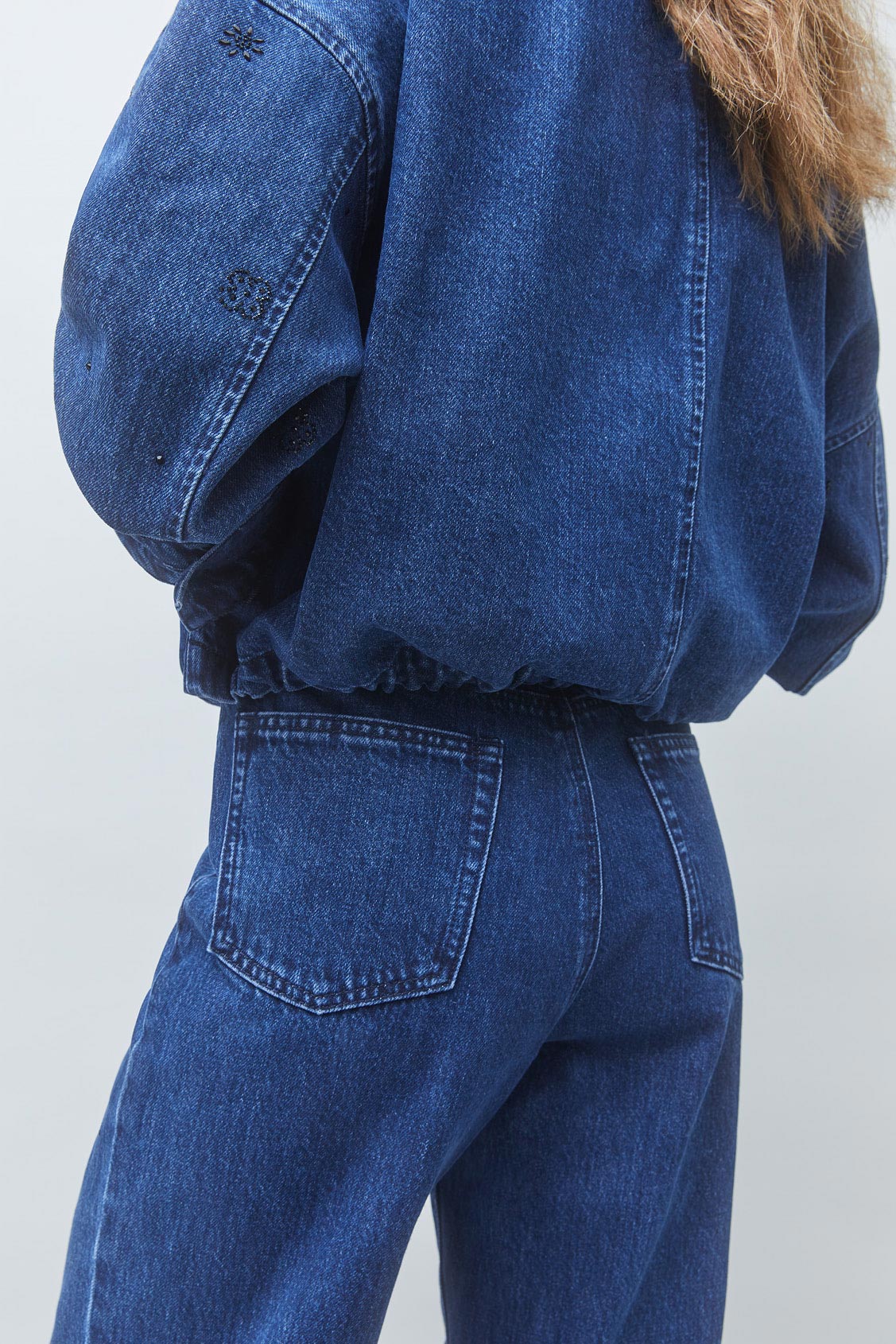 RAVEL Jean droit détails strass noirs Bleu jeans Suncoo