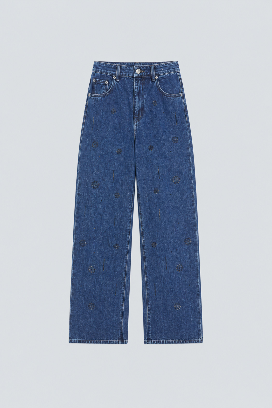 RAVEL Jean droit détails strass noirs Bleu jeans Suncoo