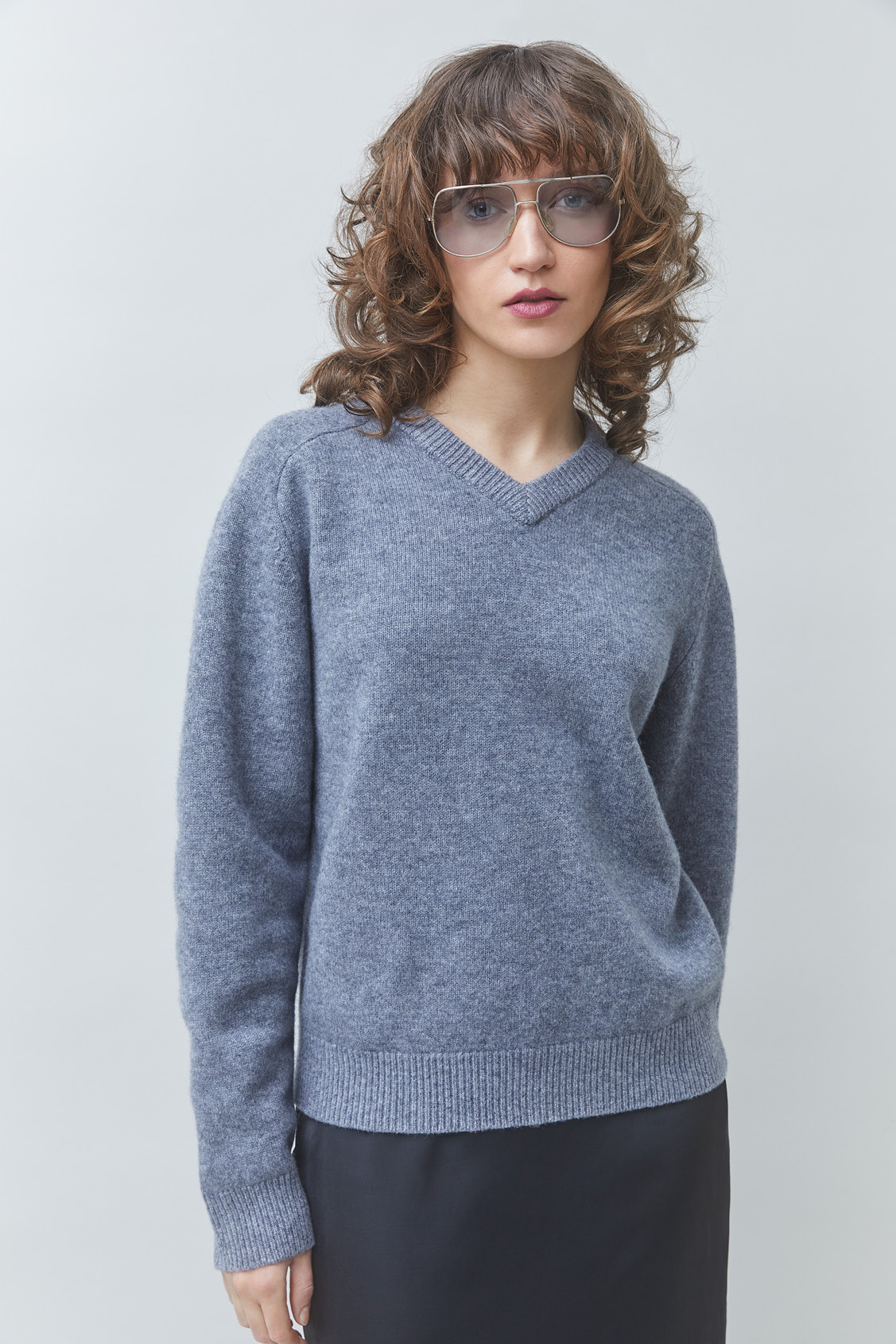POLARI Pull uni gris chin&eacute; en laine Gris chin&eacute; Suncoo