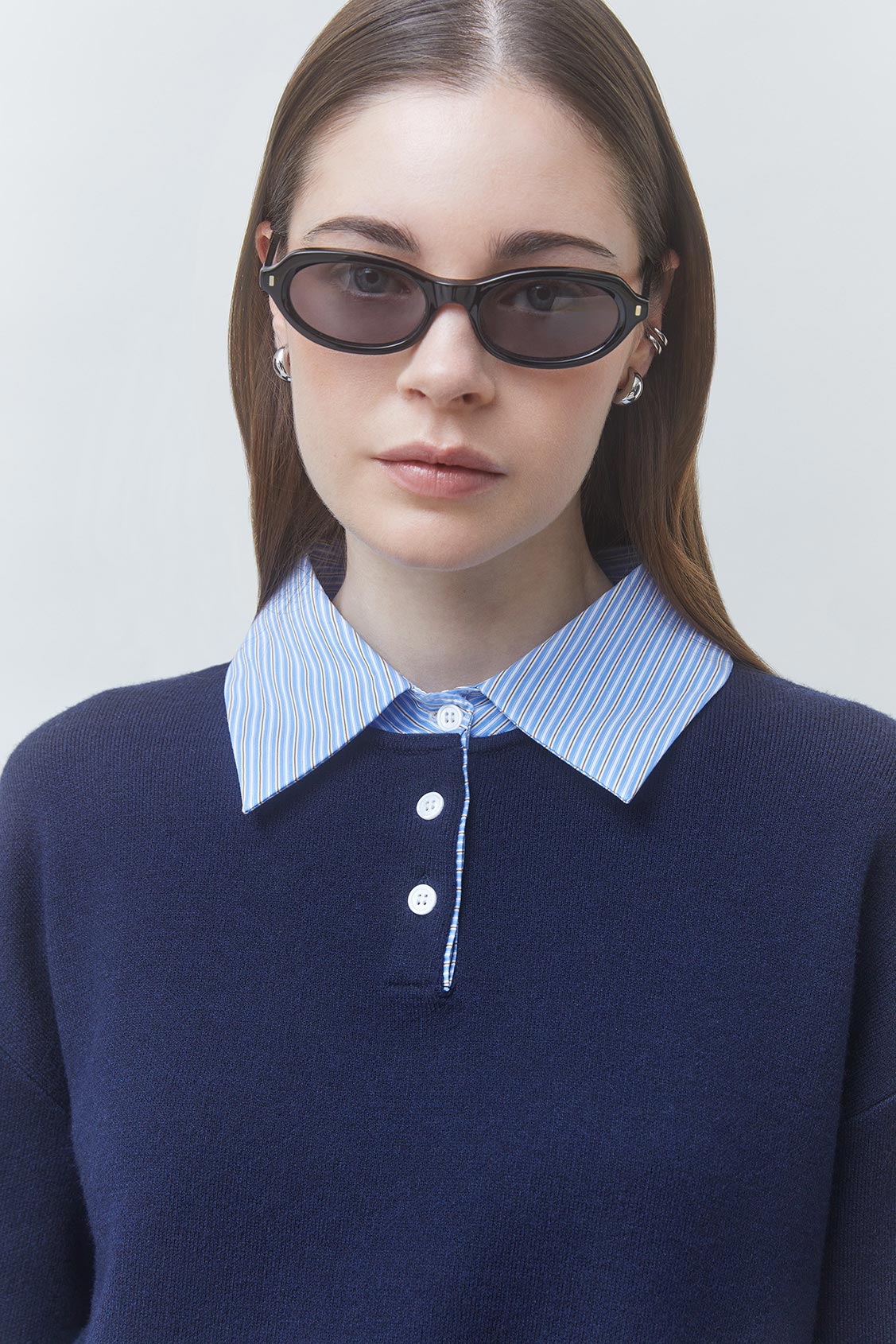 PAULIN Pull polo bicolore Bleu nuit Suncoo