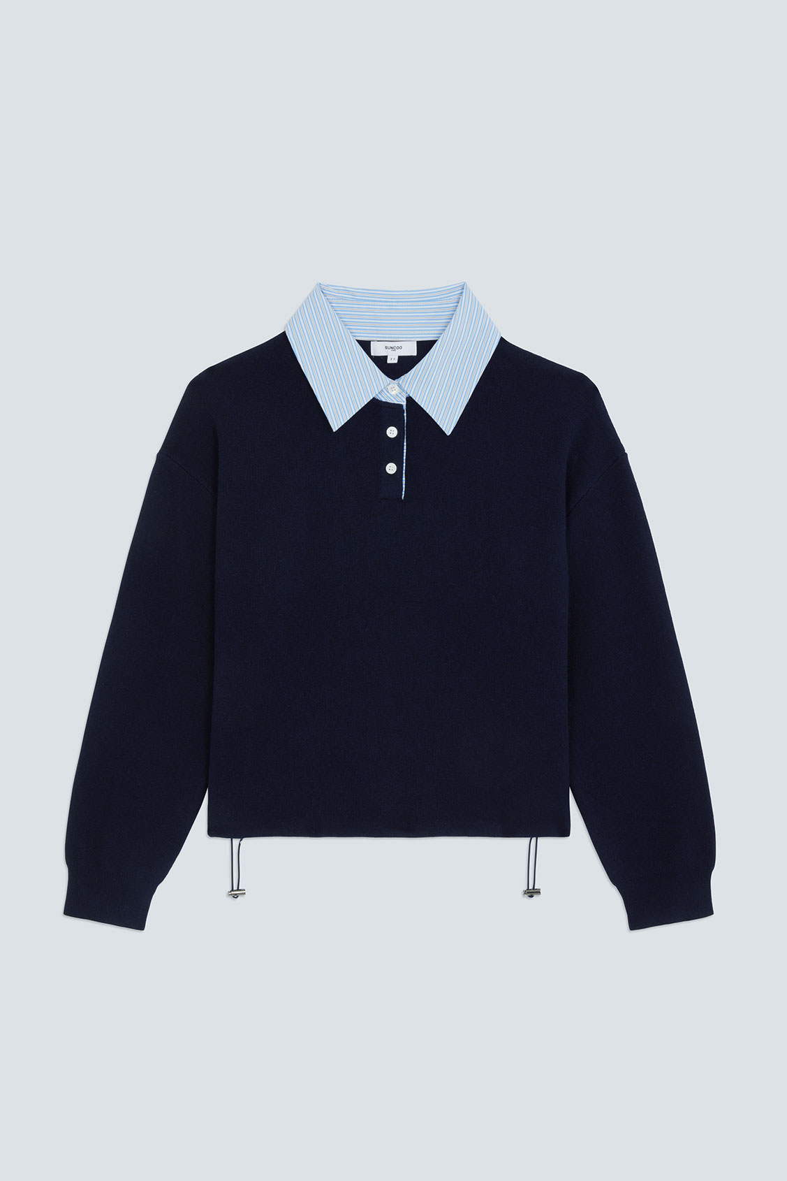 PAULIN Pull polo bicolore Bleu nuit Suncoo