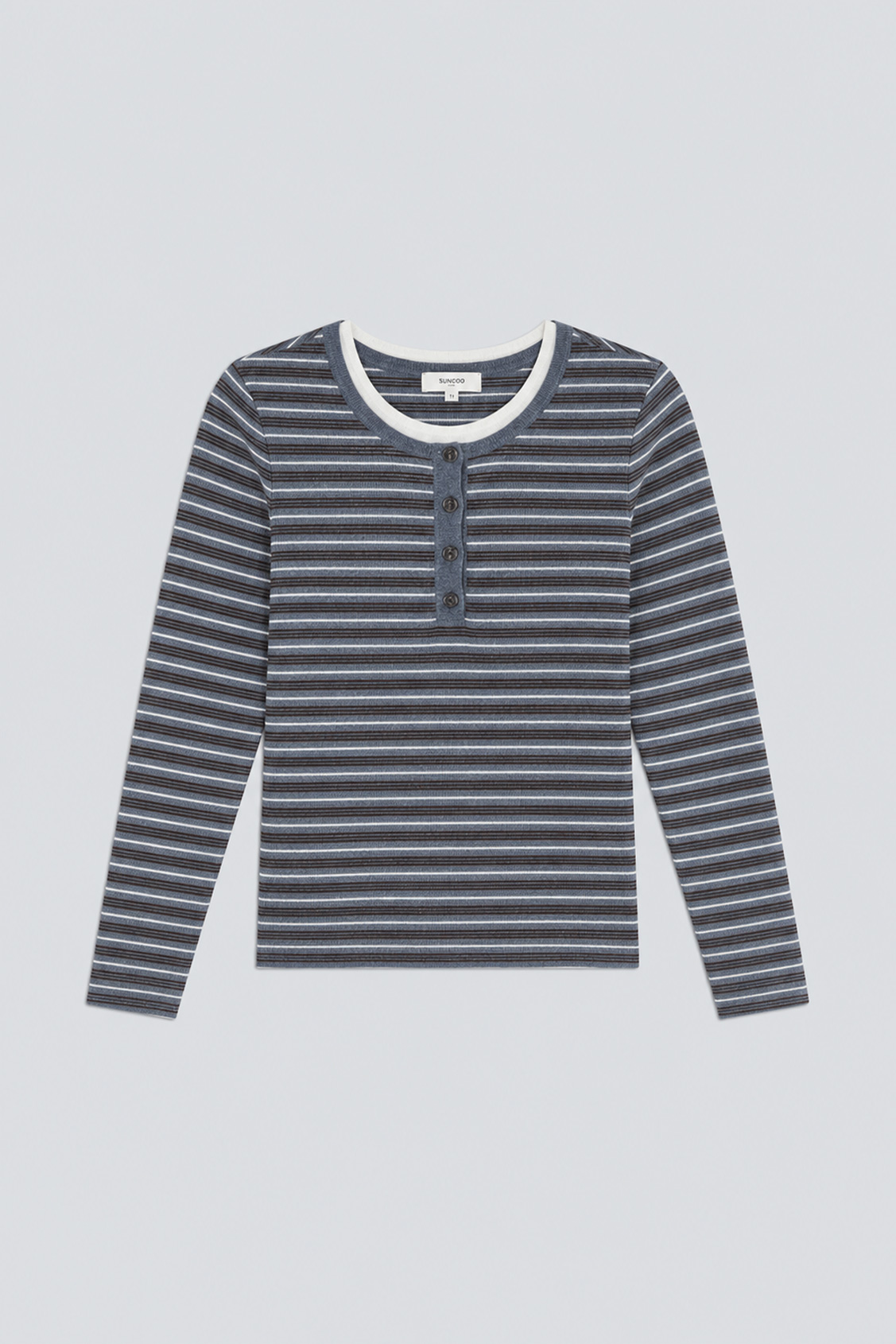 PANDOLI Pull fin &agrave; rayures Gris chin&eacute; Suncoo