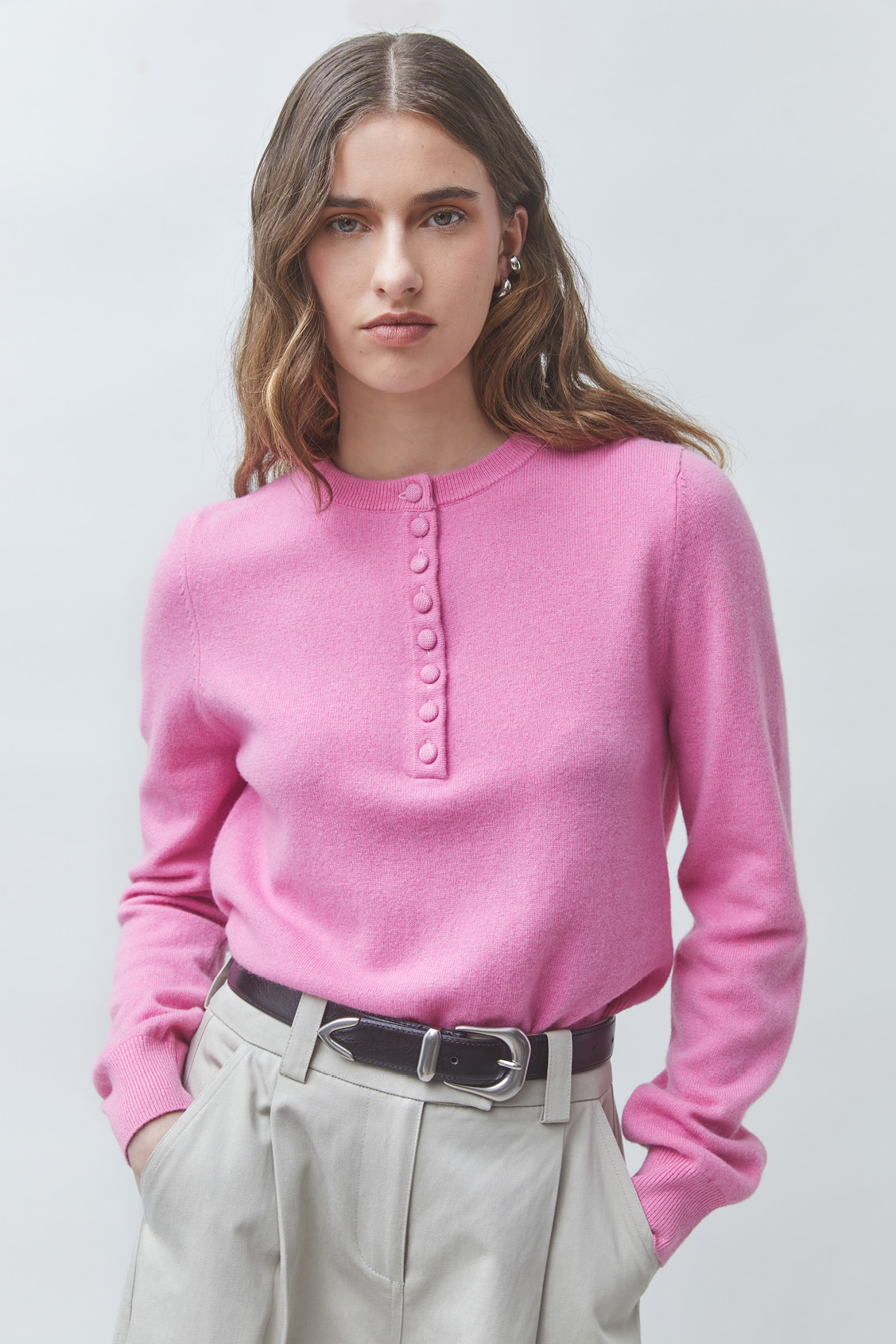 PAZ Pull uni rose en laine Rose Suncoo