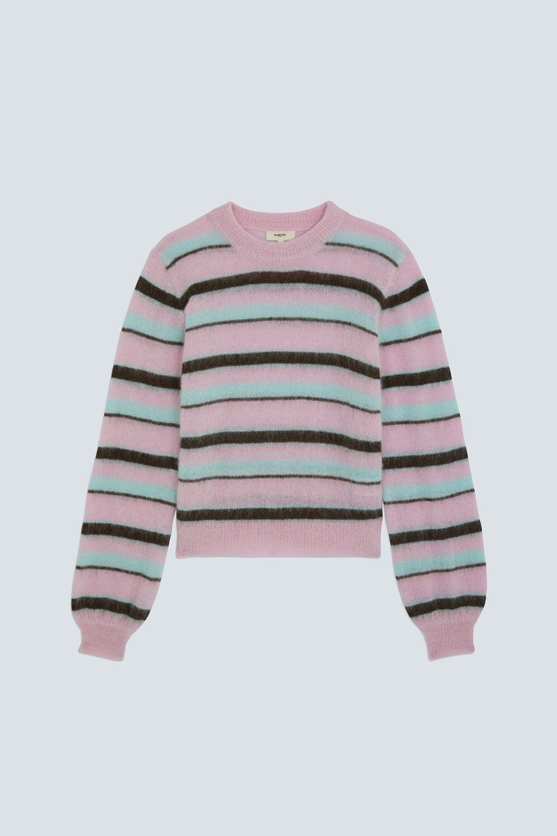 PRIORIS Pull à rayures mohair laine Rose Suncoo