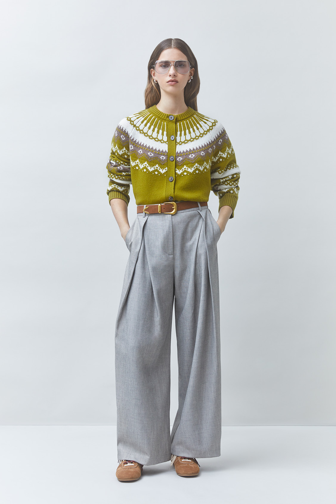 GAMORI Gilet jacquard en laine Olive Suncoo