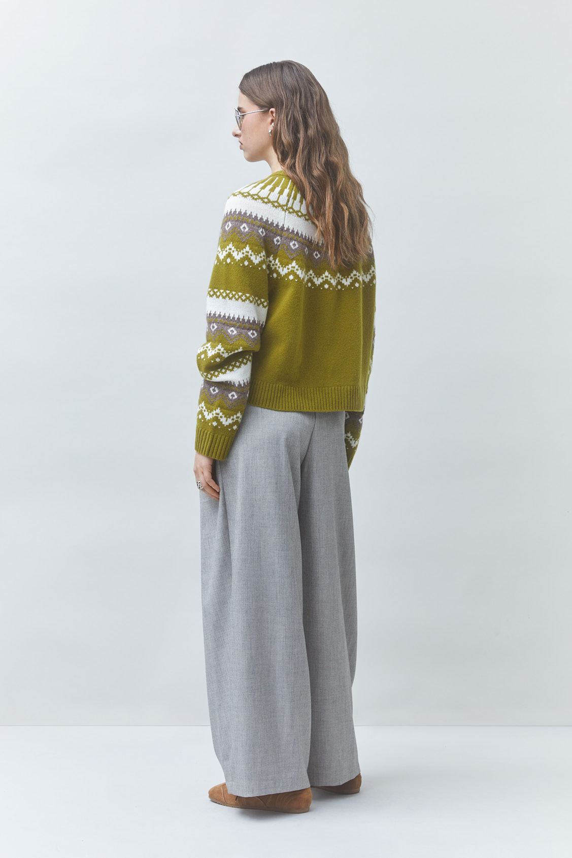 GAMORI Gilet jacquard en laine Olive Suncoo