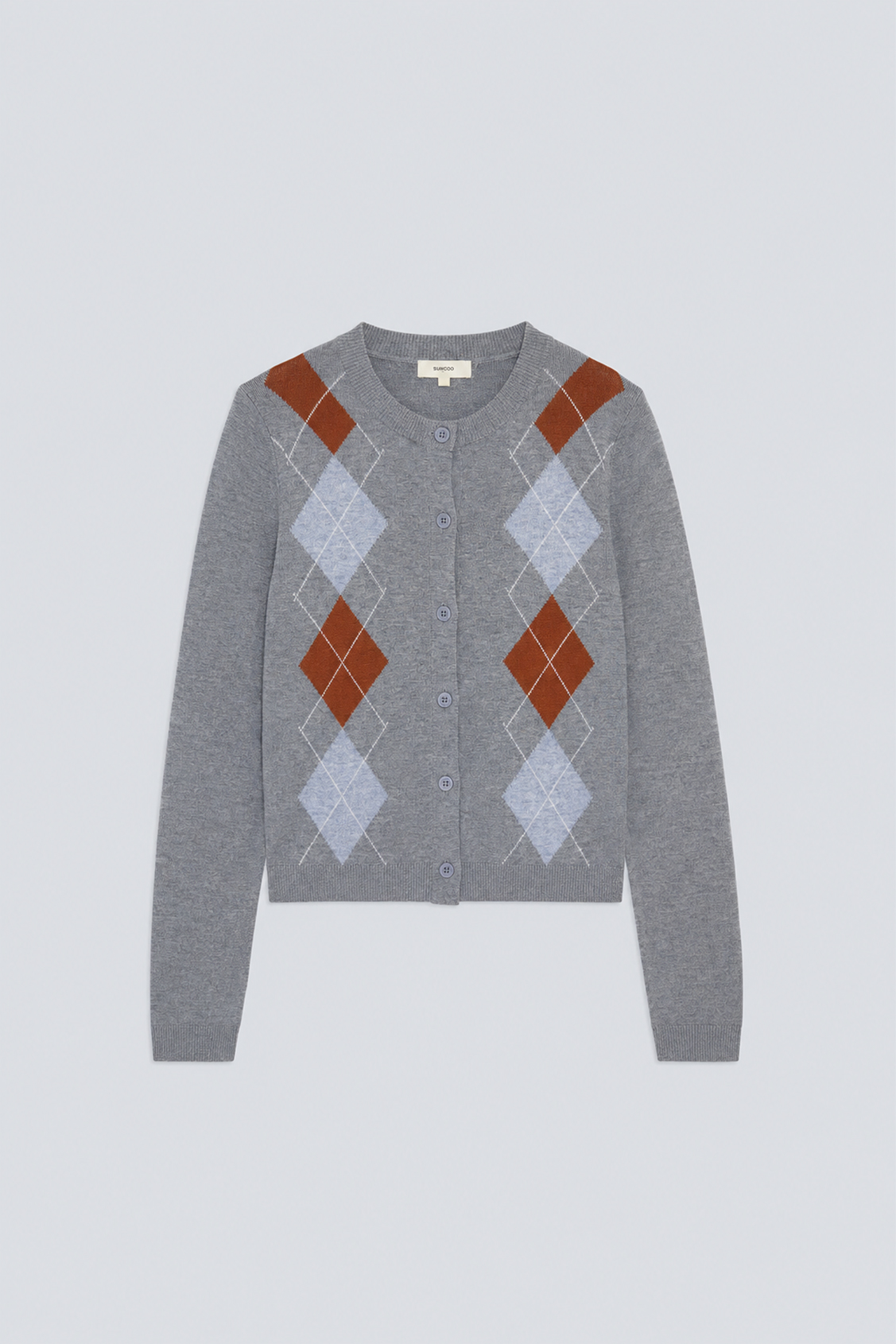 GISCA Gilet en laine motifs losanges Gris chiné Suncoo