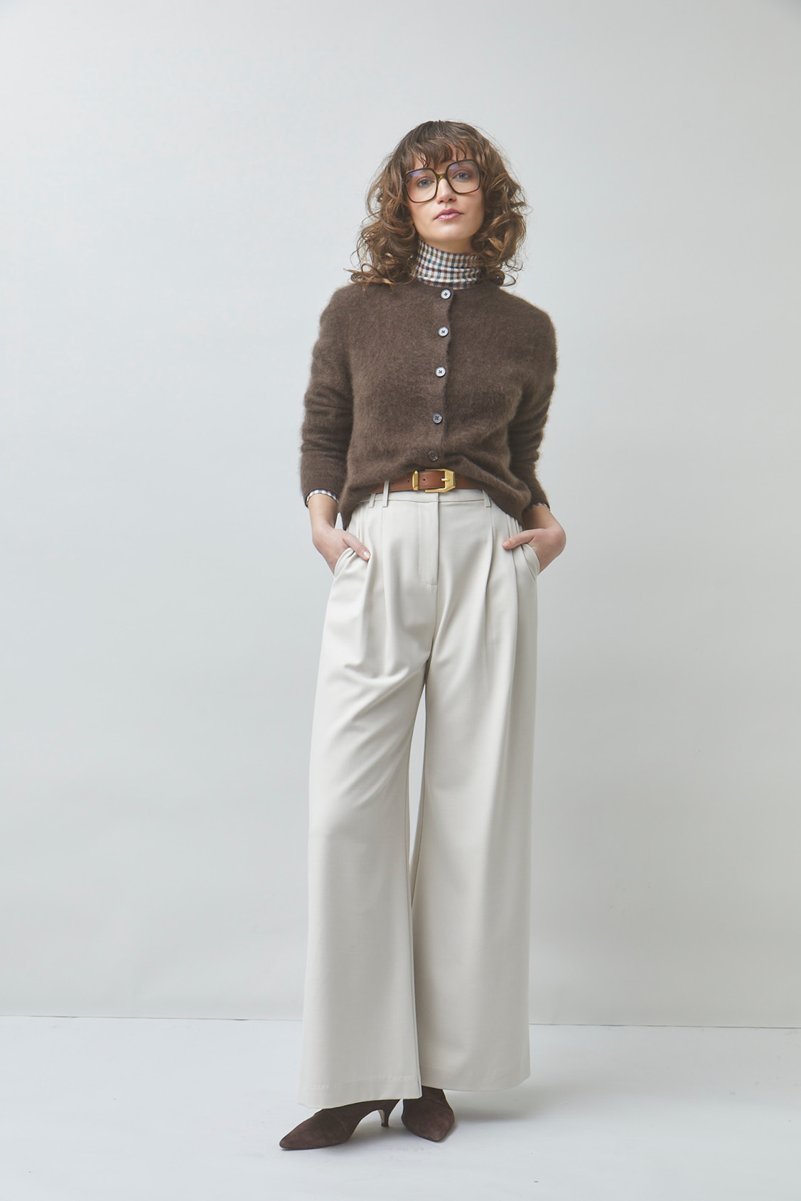 GALINA Gilet en laine uni café Café Suncoo