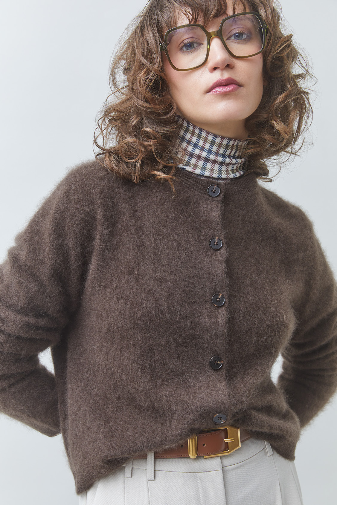 GALINA Gilet en laine uni café Café Suncoo