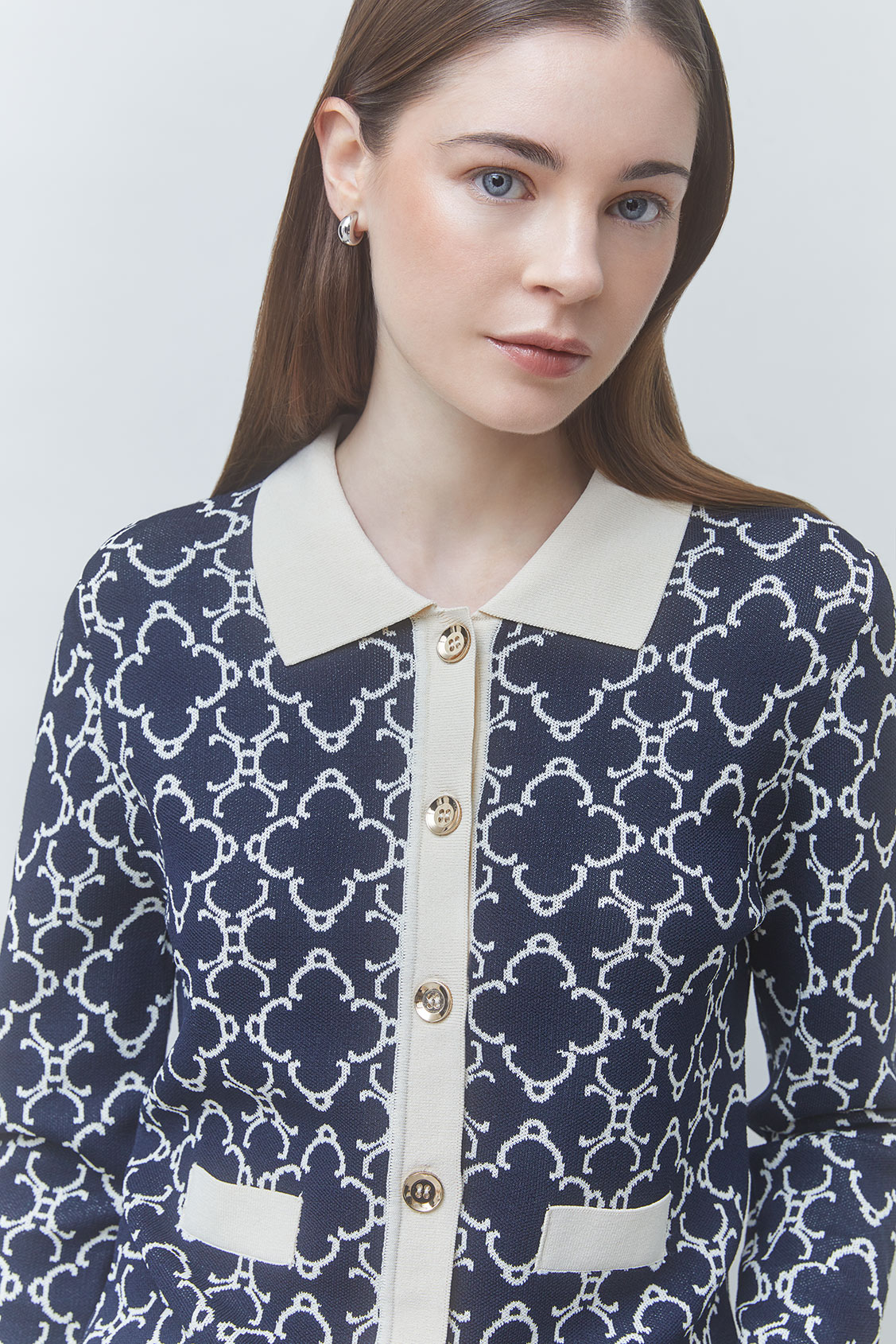 GEMARY Gilet fantaisie &agrave; motifs Bleu nuit Suncoo