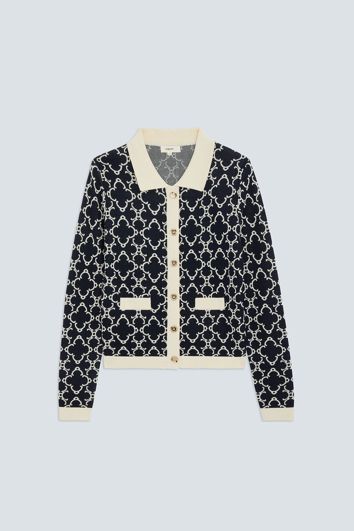 GEMARY Gilet fantaisie &agrave; motifs Bleu nuit Suncoo