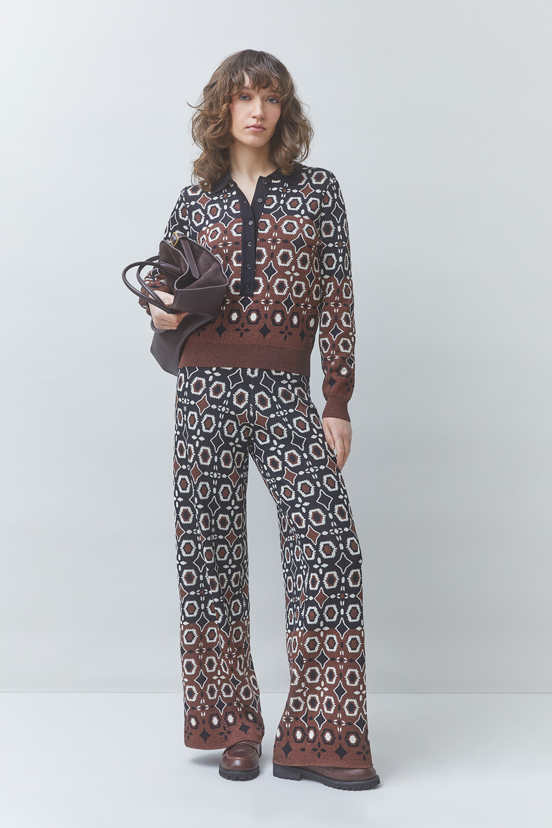 JASPER Pantalon en maille jacquard Noir Suncoo