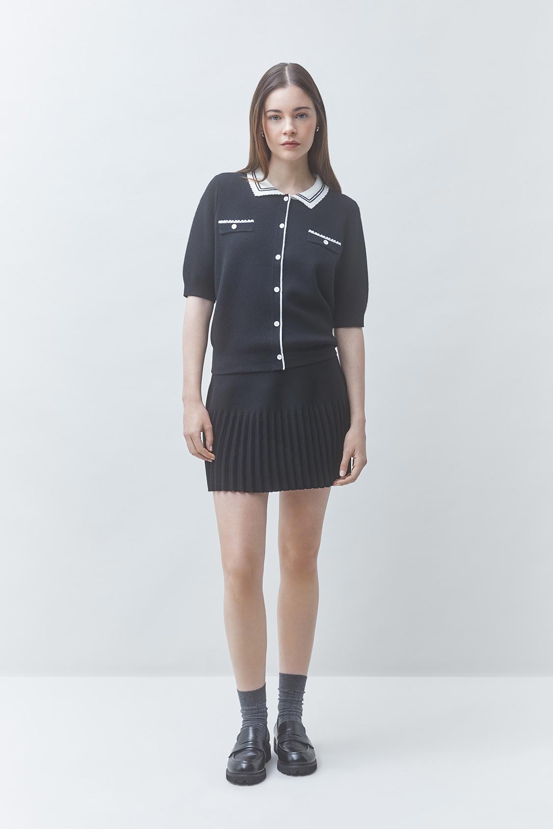 FALDA Jupe courte plissée Noir Suncoo