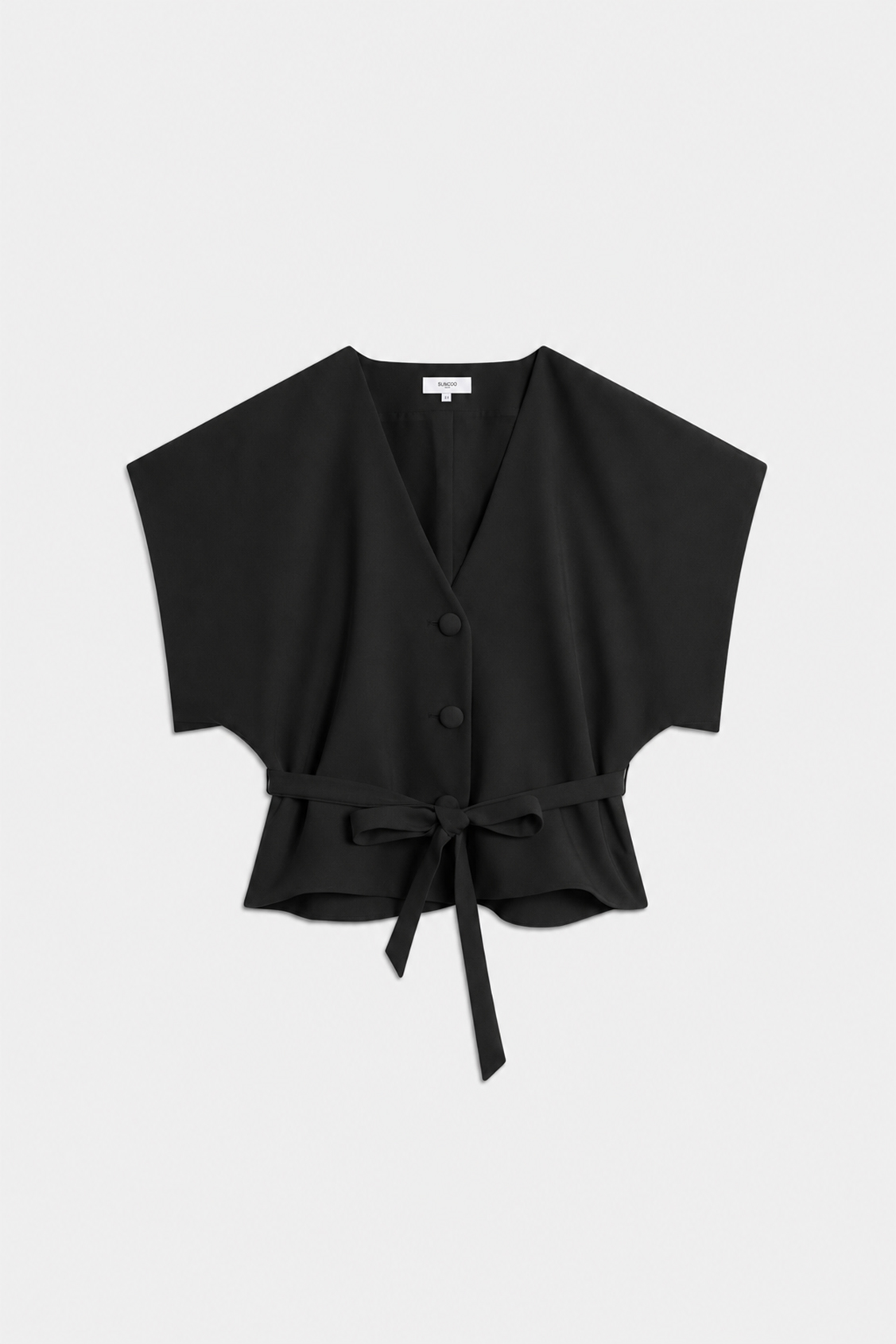 LAZLO Blouse courte structur&eacute;e Noir Suncoo