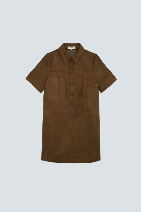 CITY Robe courte en simili suede Tabac Suncoo