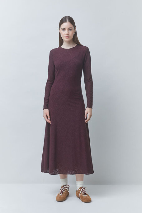 CALIXT Robe midi en dentelle Prune Suncoo