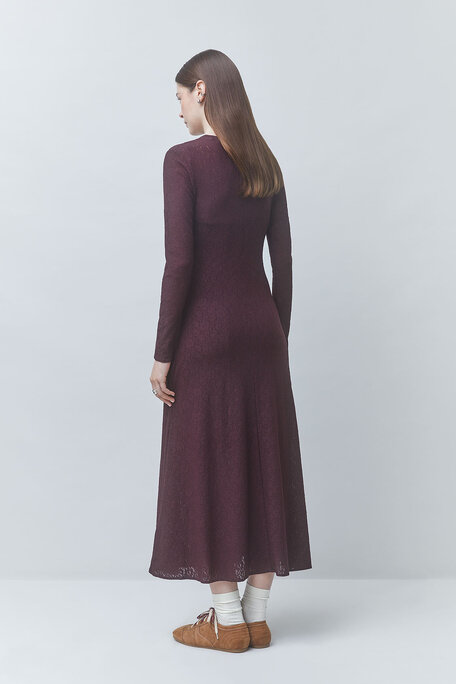 CALIXT Robe midi en dentelle Prune Suncoo