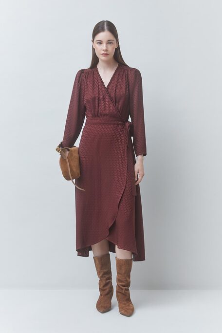 CIPRI Robe portefeuille satinée Prune Suncoo
