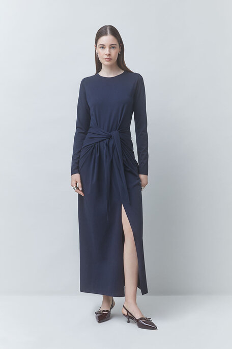 CLOUD Robe longue drapée bleu nuit Bleu nuit Suncoo