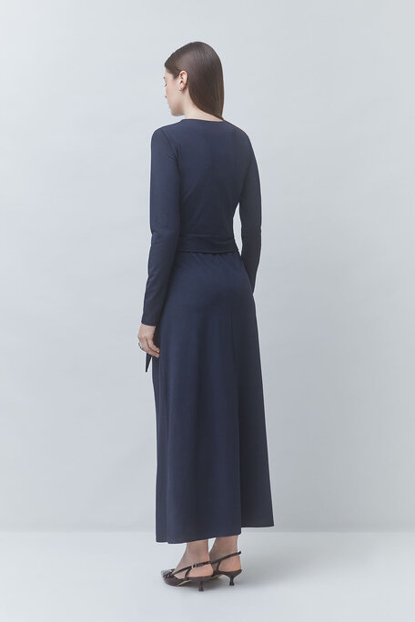 CLOUD Robe longue drapée bleu nuit Bleu nuit Suncoo