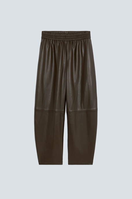 JUST Pantalon large en simili cuir kaki Kaki Suncoo