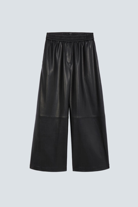 JOY Pantalon large en simili cuir noir Noir Suncoo