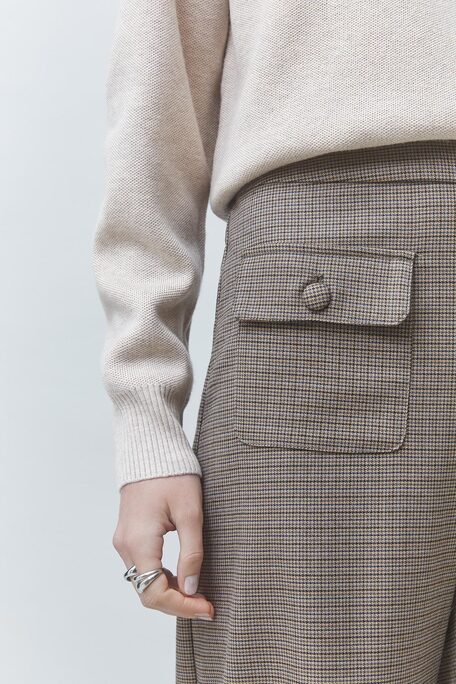 JOHN Pantalon taille haute détails poches Taupe Suncoo