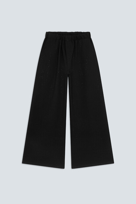 JUKEBOX Pantalon large détails strass noirs Noir Suncoo