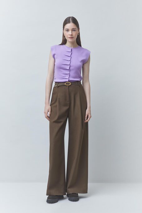 JOKER Pantalon large à pinces choco Chocolat Suncoo