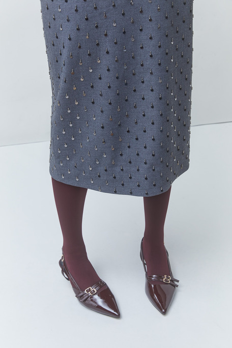 FOLLOW Jupe midi tailleur fantaisie Gris Suncoo