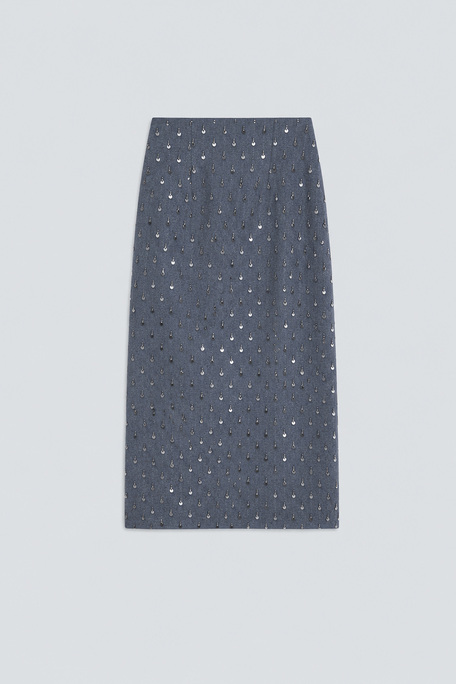 FOLLOW Jupe midi tailleur fantaisie Gris Suncoo