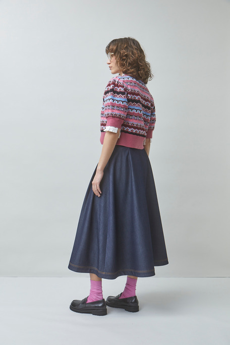 FUNNY Jupe midi en denim Bleu brut Suncoo