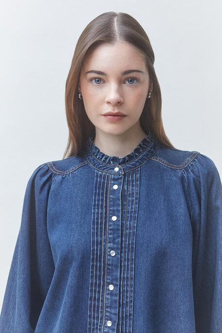 LIZZY Blouse fluide en denim Bleu jeans Suncoo