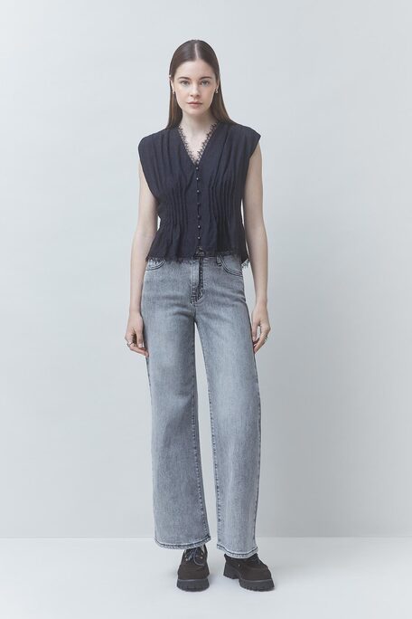 LAST Blouse en dentelle sans manche Noir Suncoo