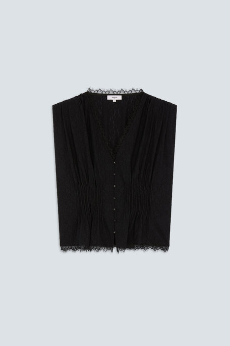 LAST Blouse en dentelle sans manche Noir Suncoo