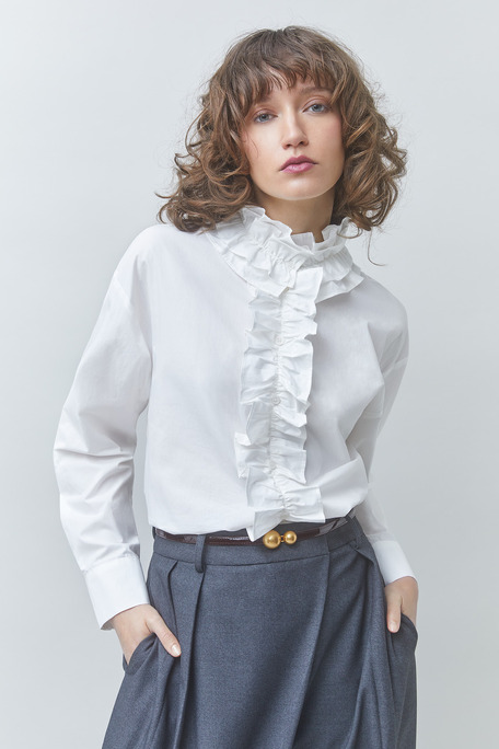 LUCIE Chemise col victorien Blanc casse Suncoo