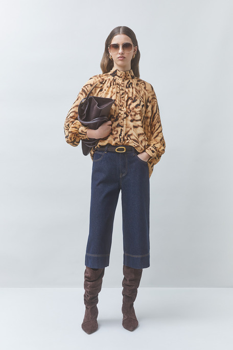 LUX Blouse fluide imprimé sauvage Beige Suncoo