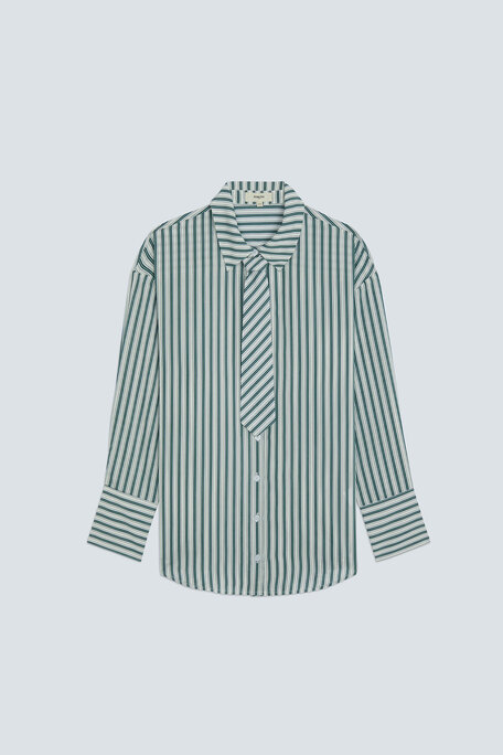 LAZAR Chemise à rayures détail cravate Vert Suncoo