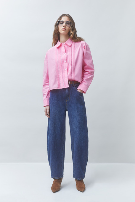 LIBRE Blouse courte plissée rose Rose Suncoo