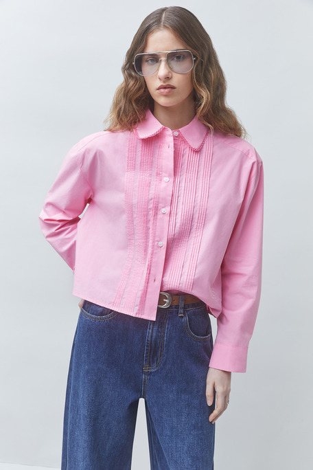 LIBRE Blouse courte plissée rose Rose Suncoo