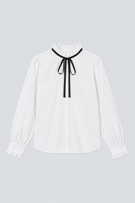 LUISA Blouse fluide lavallière Blanc casse Suncoo