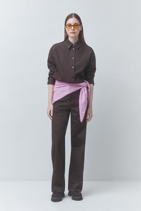 LOUD Chemise en jean léopard Chocolat Suncoo