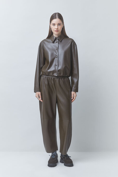 LENNOX Blouse en simili cuir kaki Kaki Suncoo
