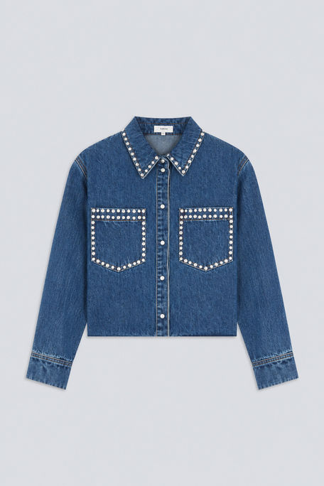 LINK Chemise en jean détails strass Bleu jeans Suncoo