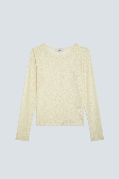 MOLLY Tee-shirt en dentelle stretch crème Creme Suncoo