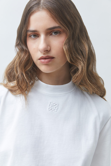MIST Tee-shirt uni à logo brodé Blanc casse Suncoo