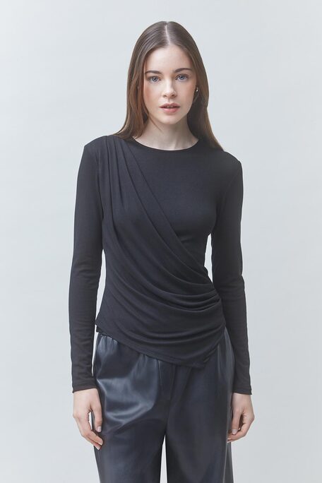 MIRKO Tee-shirt drapé noir Noir Suncoo