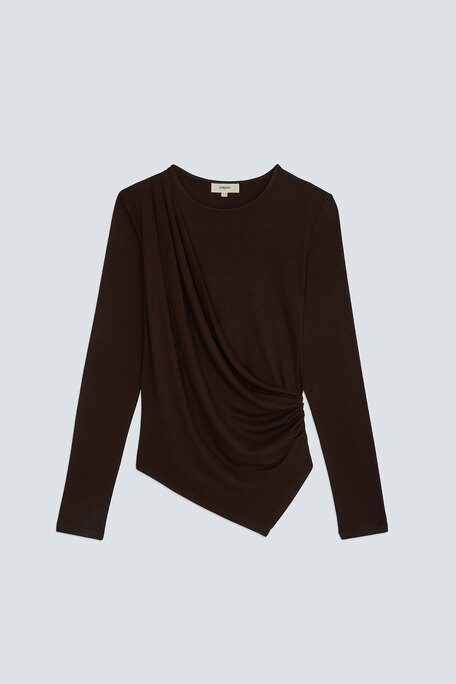 MIRKO Tee-shirt drapé café Café Suncoo