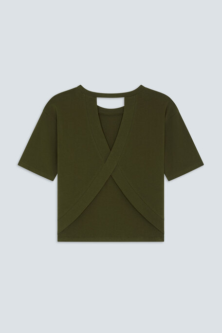 MARTI Tee-shirt kaki uni ouvert au dos Kaki Suncoo
