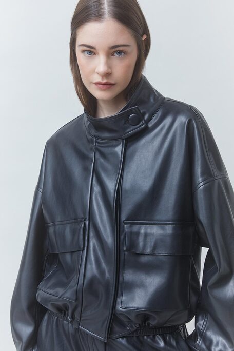 DANAO Veste courte oversize en simili cuir Noir Suncoo